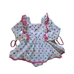 Bella & Omi Heart Print Skirted Romper